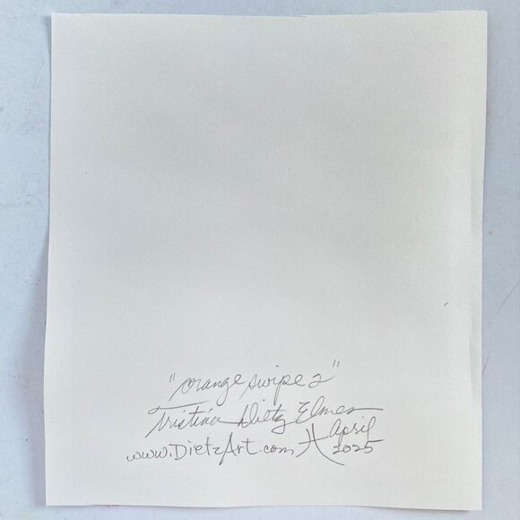 Orange Swipe 2 Original Acrylic Painting 8x8in Matted Frame Ready Squeegee Art - Picture 8 of 8